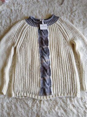 COCOGIÓ Made in Italy Heavy Knit Sweater Mock Neck Wool Blend Size M/L